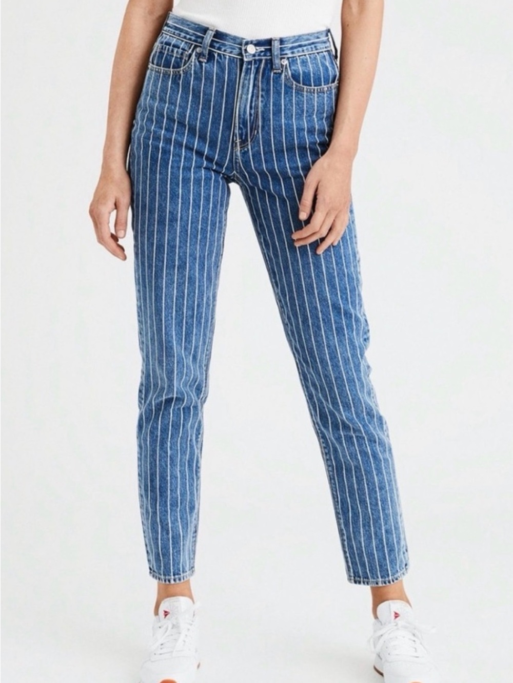 American Eagle Outfitters High Rise Blue Pinstripe Jeans